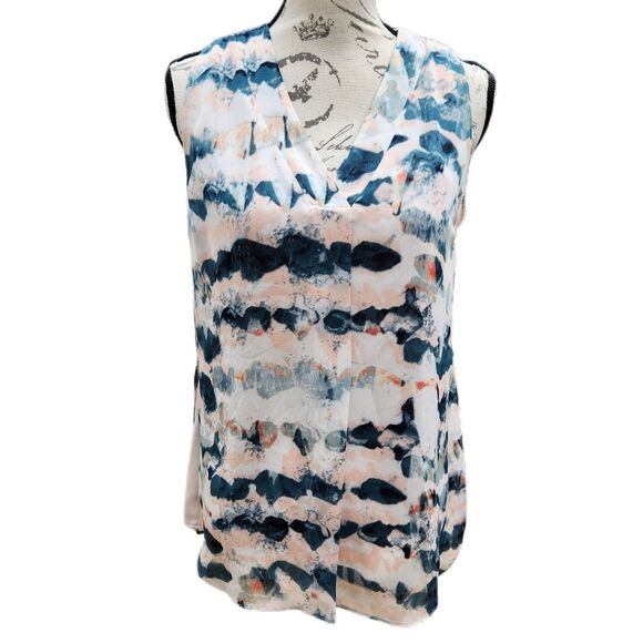 Cabi -220 sleeveless layered top blush and blue V-neck XS‎ - Picture 1 of 8